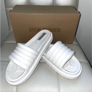 SOLD** White Steve Madden Slides